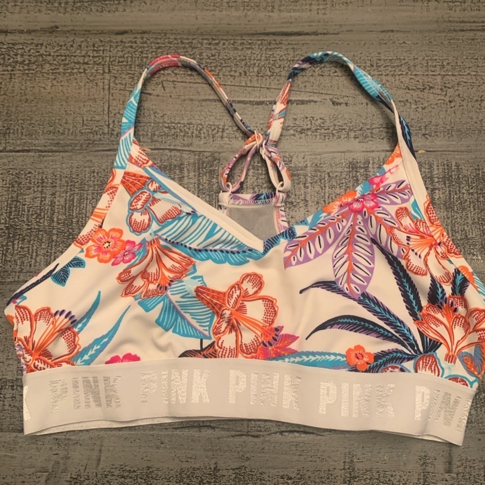 PINK Small Sports Bra, Preloved in pod condition, floral design.